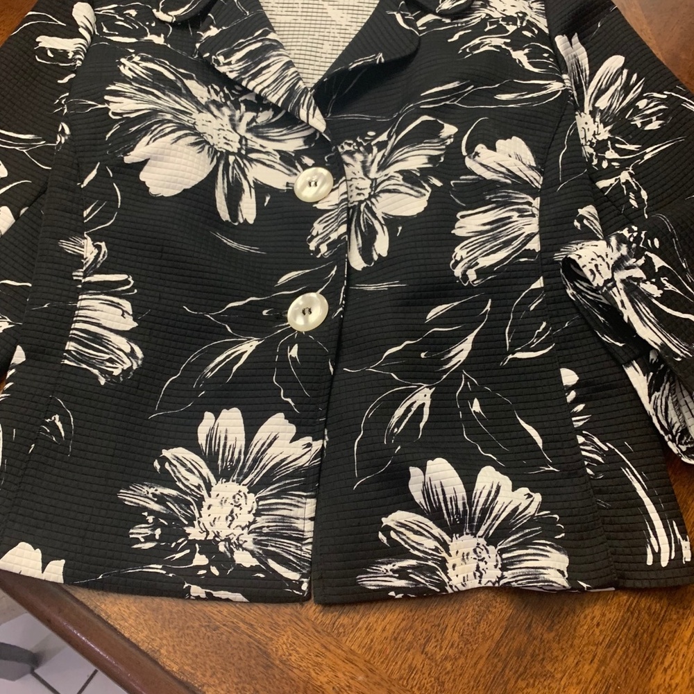 Susan Graver Black Blazer with White Flowers